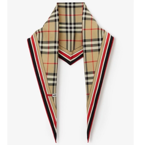 BURBERRY MONTAGE PRINT SILK DIAMOND-SHAPED SCARF - Picture 1 of 6